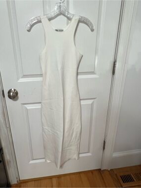 Zara white fitted Sleeveless Midi Dress